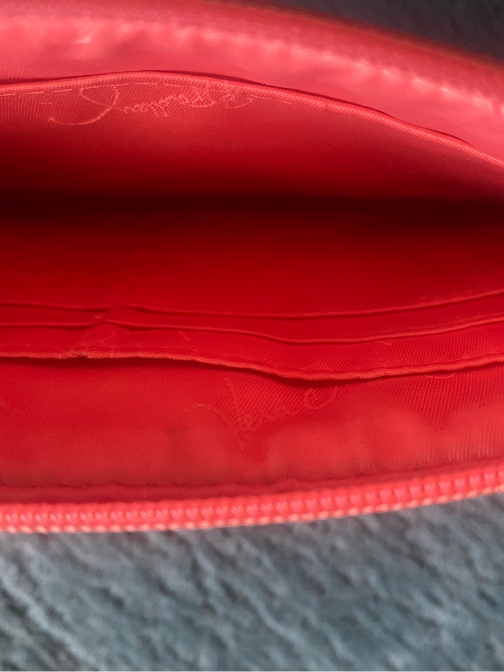 Vera Bradley Pink Coral Orange Gray Stripe Wristlet Clutch - Picture 3 of 5